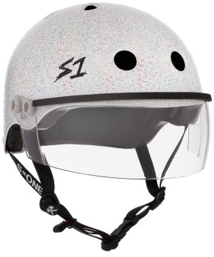 S1 Lifer Visor Helmet White Gloss Glitter w/Clear Visor