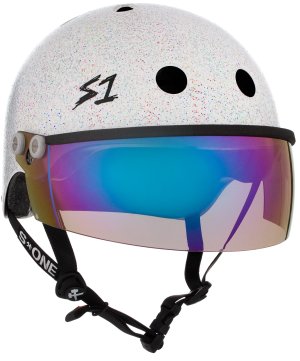 S1 Lifer Visor Helmet White Gloss Glitter w/Iridium Visor