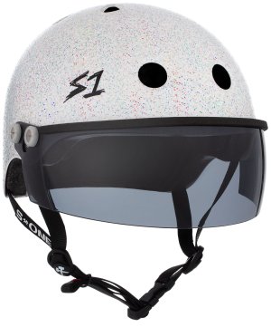 S1 Lifer Visor Helmet White Gloss Glitter w/Tint Visor