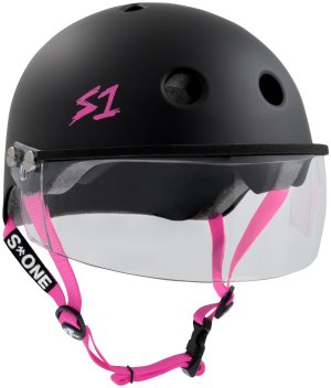 S1 Lifer Visor Helmet Black Matte w/ Pink Straps