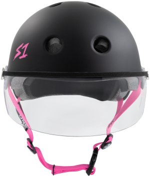 S1 Lifer Visor Helmet - Gen 2 - Black Matte w/ Pink Straps and Clear Visor - Image 2