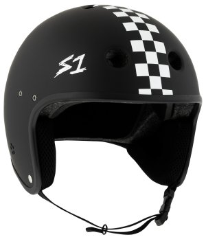 S1 Retro Lifer E-Helmet Black Matte w/ White Checkers