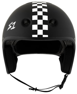 S1 Retro Lifer E-HELMET - Black Matte w/ White Checkers - Image 5