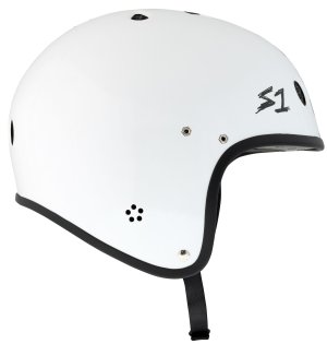 S1 Retro Lifer E-HELMET - White Gloss w/ Black Checkers - Image 4